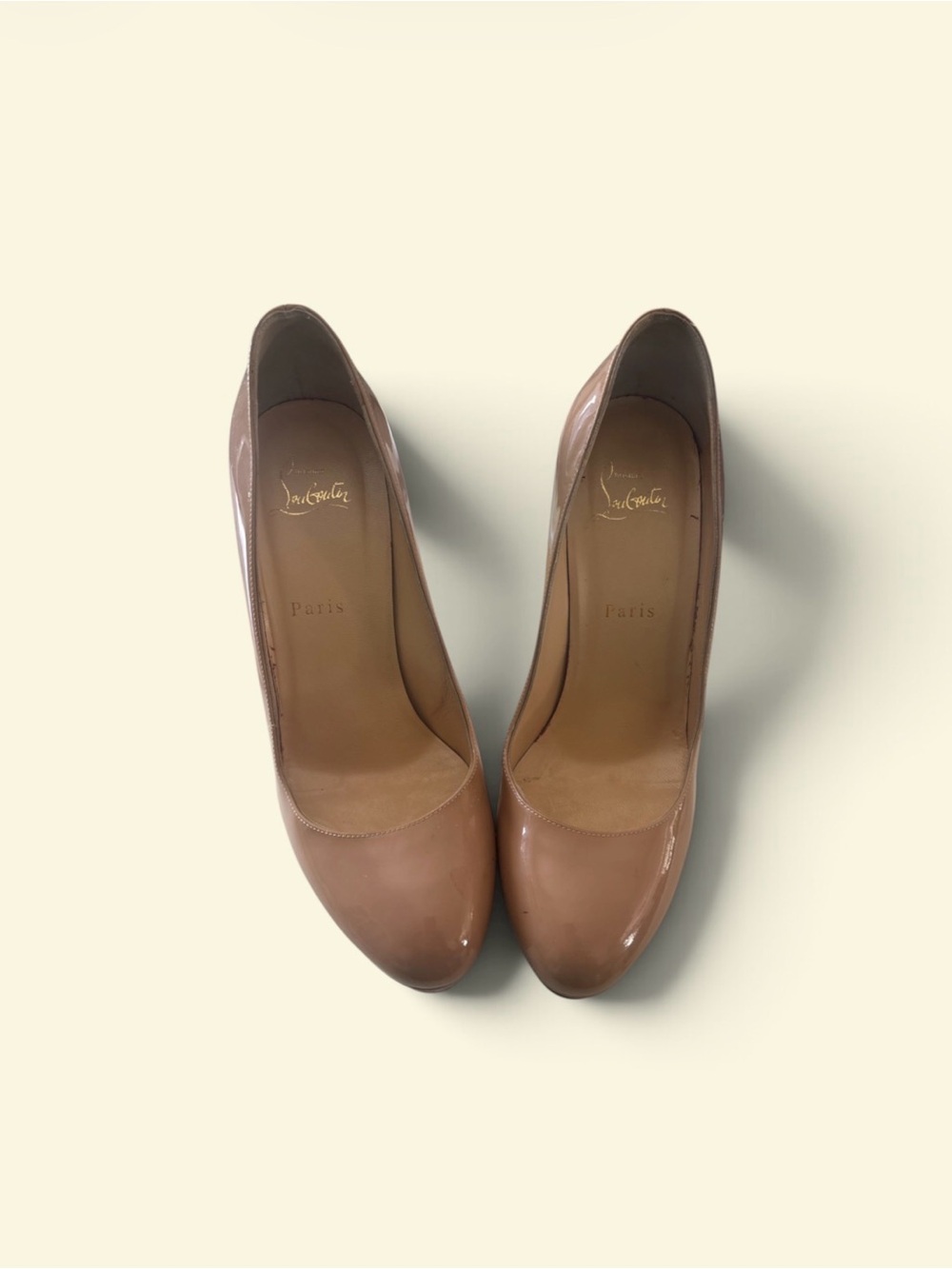 Christian Louboutin Patent Leather Nude Pumps